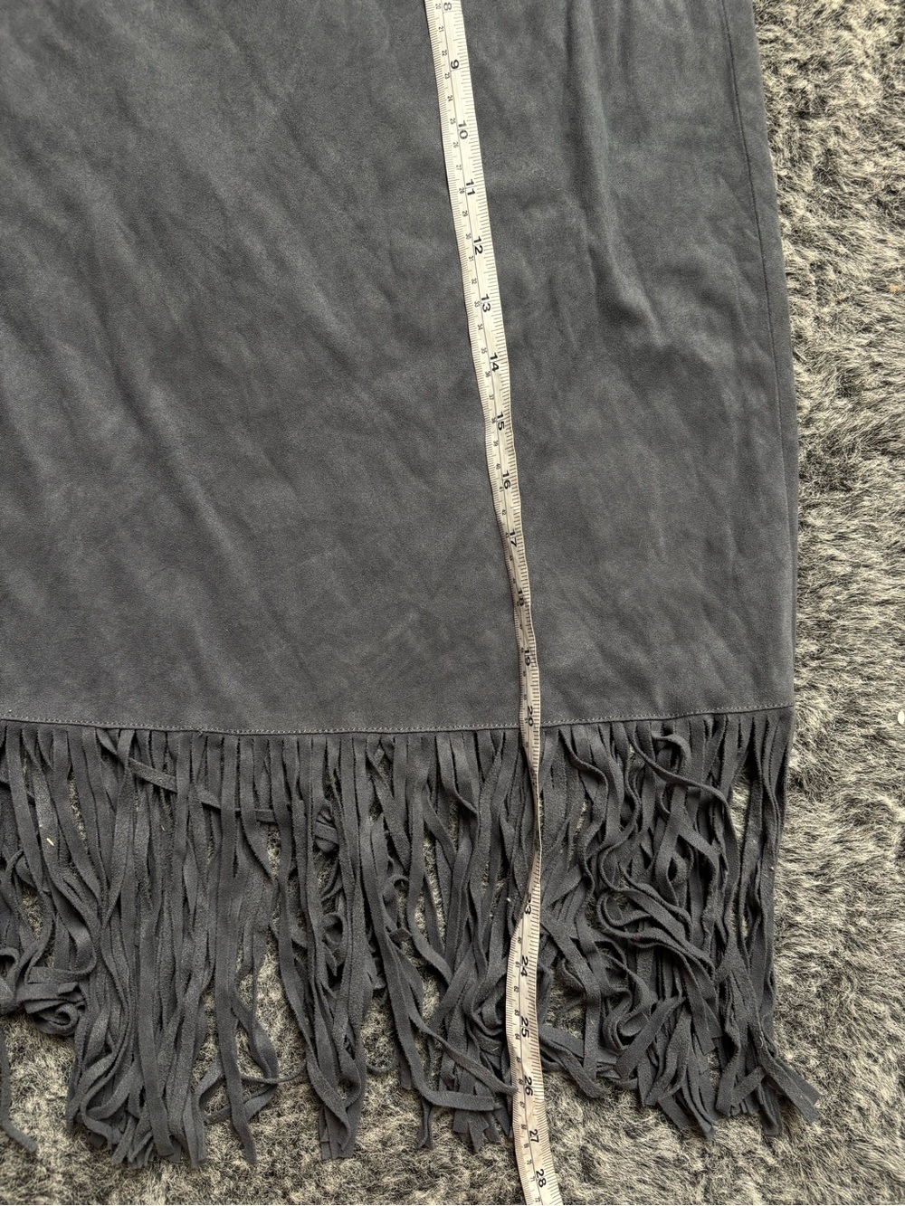 Ruby Rd. Fringe Mini Skirt Gray Large Like New - Picture 4 of 6